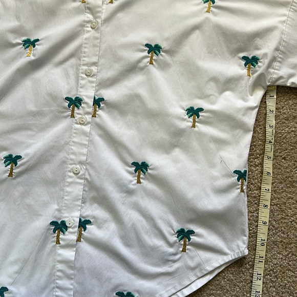Vacate the Label Embroidered Palm Tree Button Up White Blouse Women’s Small - Picture 7 of 8